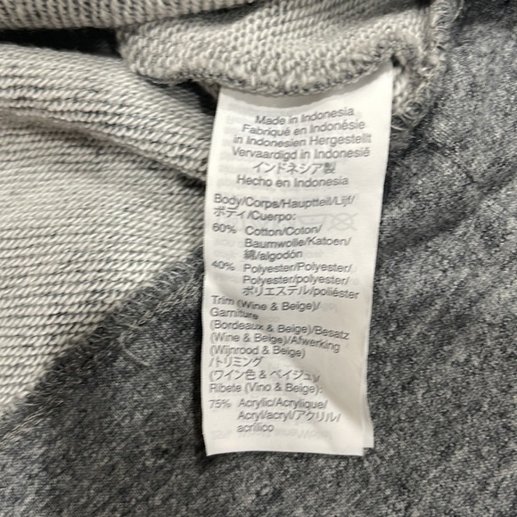 Madewell Embroidered Stripe Trim Cropped Sweat Shirt Grey SZ S - Picture 9 of 10